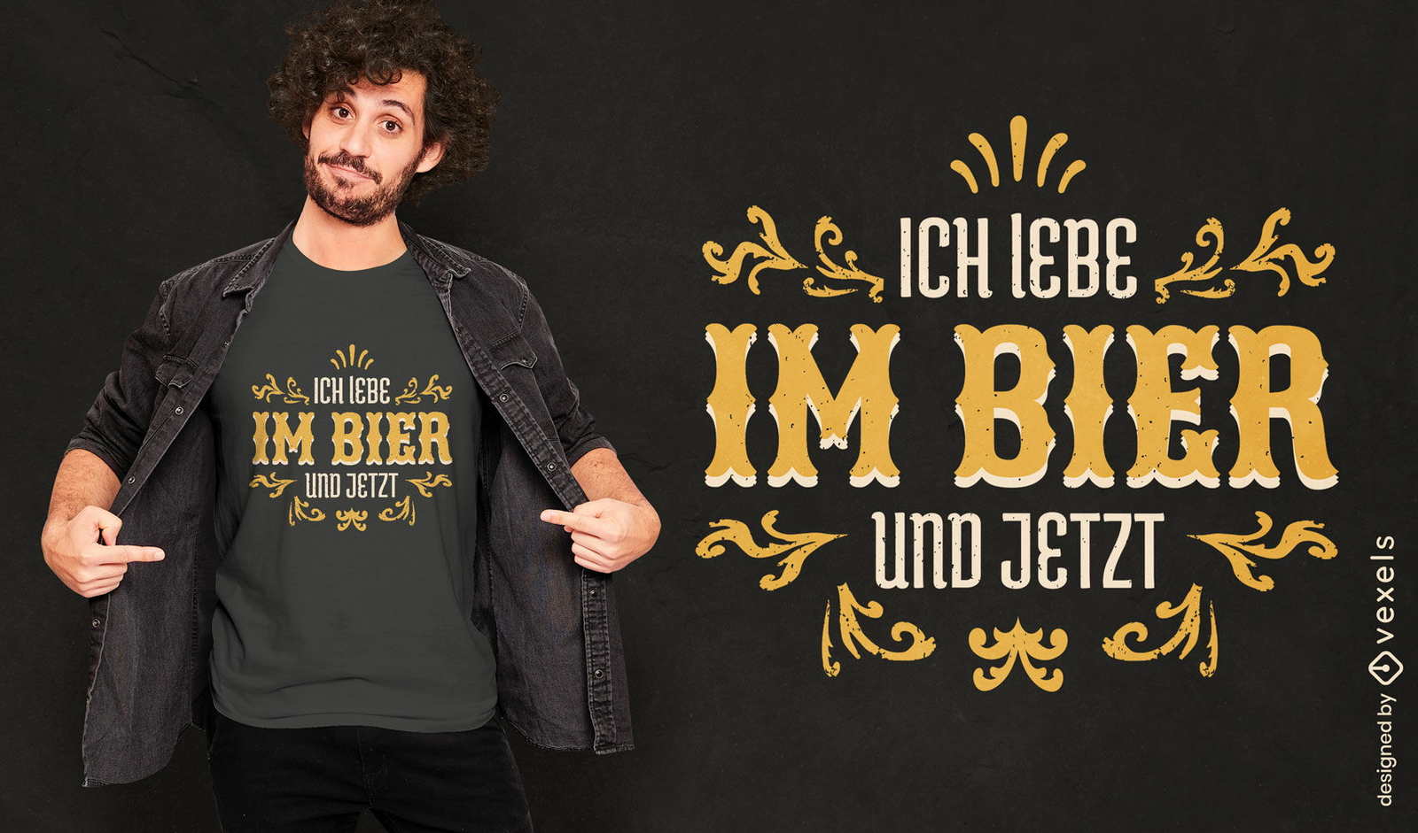 Lustiges deutsches Zitat-T-Shirt Design des Biergetränks