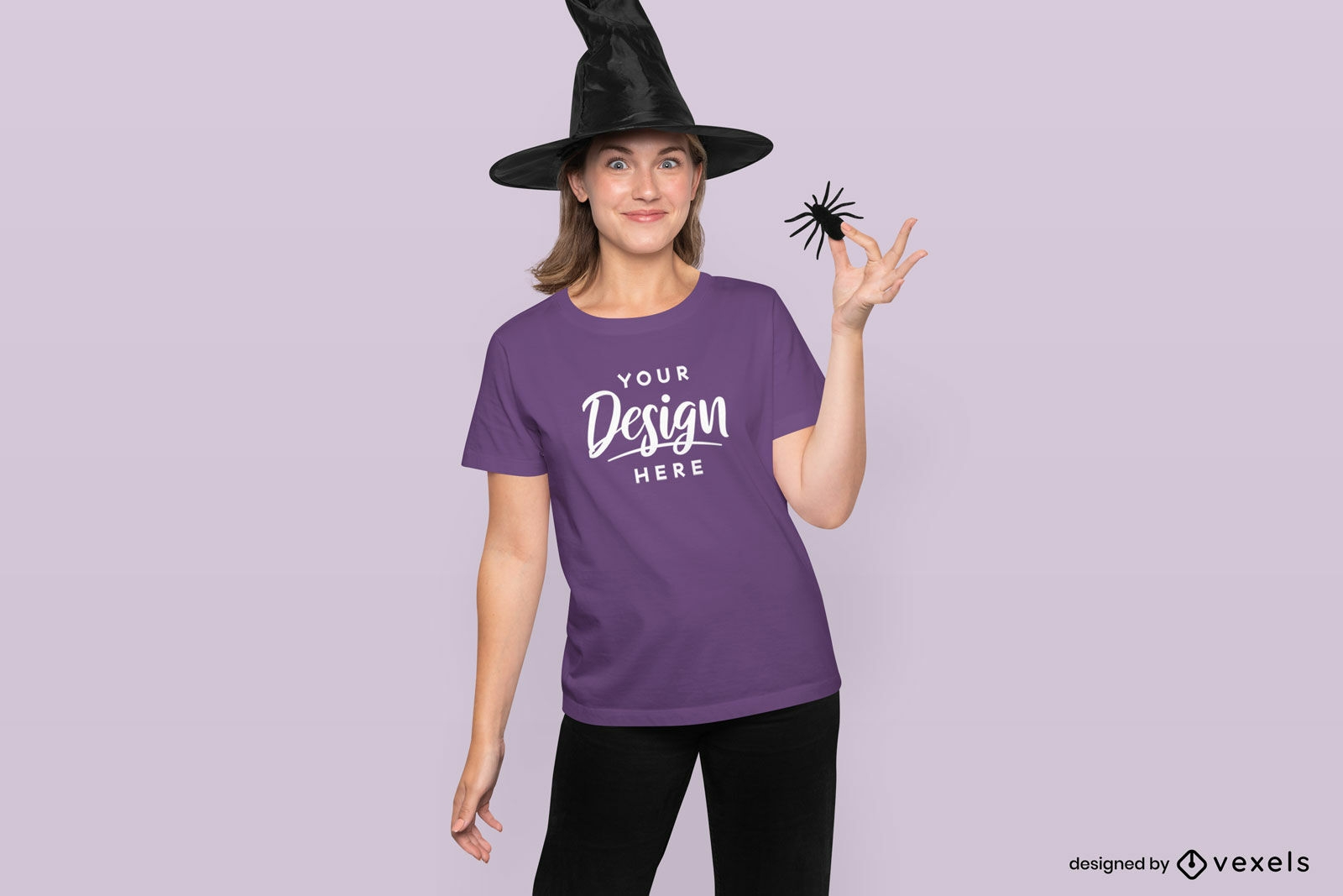 Design de maquete de camiseta de bruxa