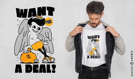Design de t-shirt de desenho animado de personagem de anjo engraçado