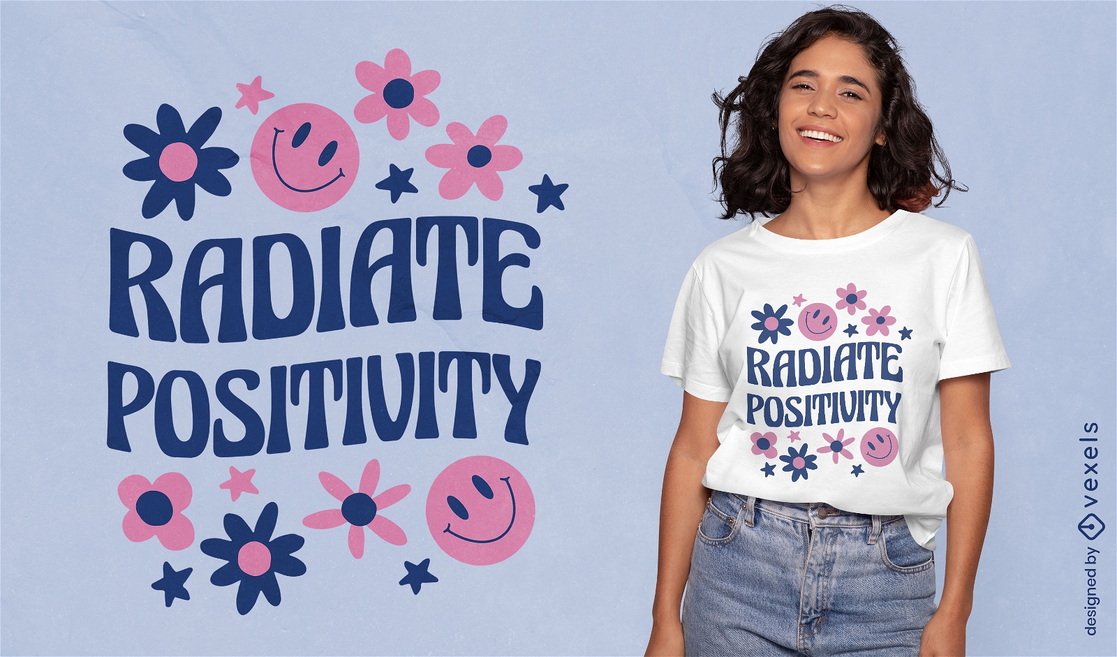 Irradie design de camiseta motivacional de positividade