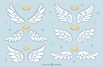 Conjunto de ilustração de asas de anjo fofo