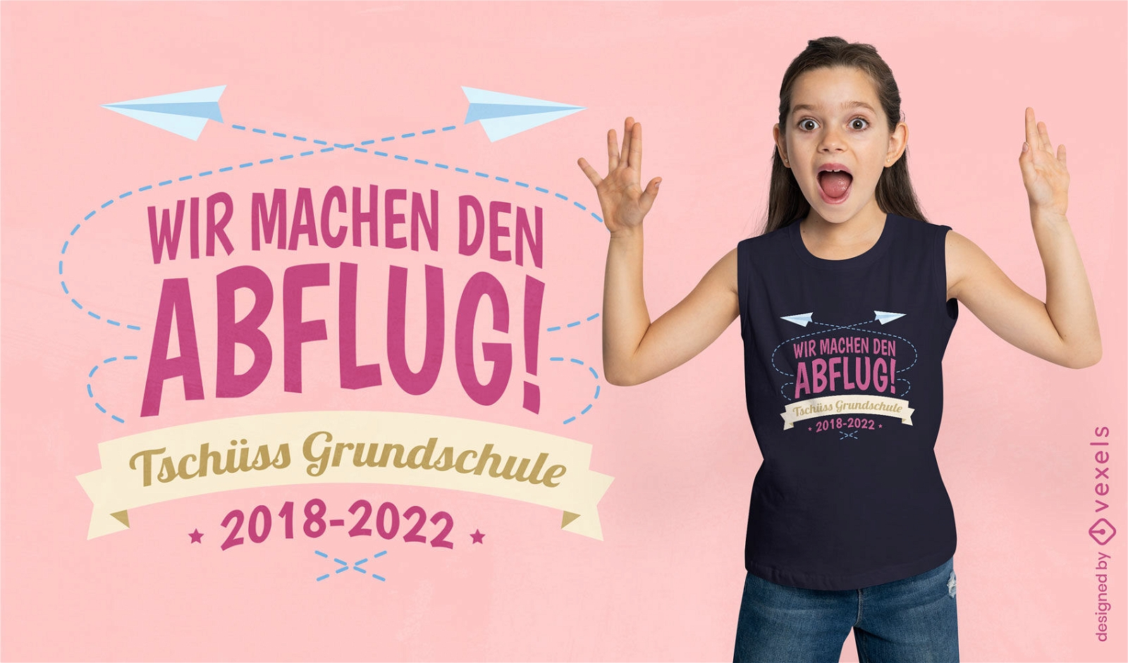 Design de camiseta de formatura alemã de aviões de papel