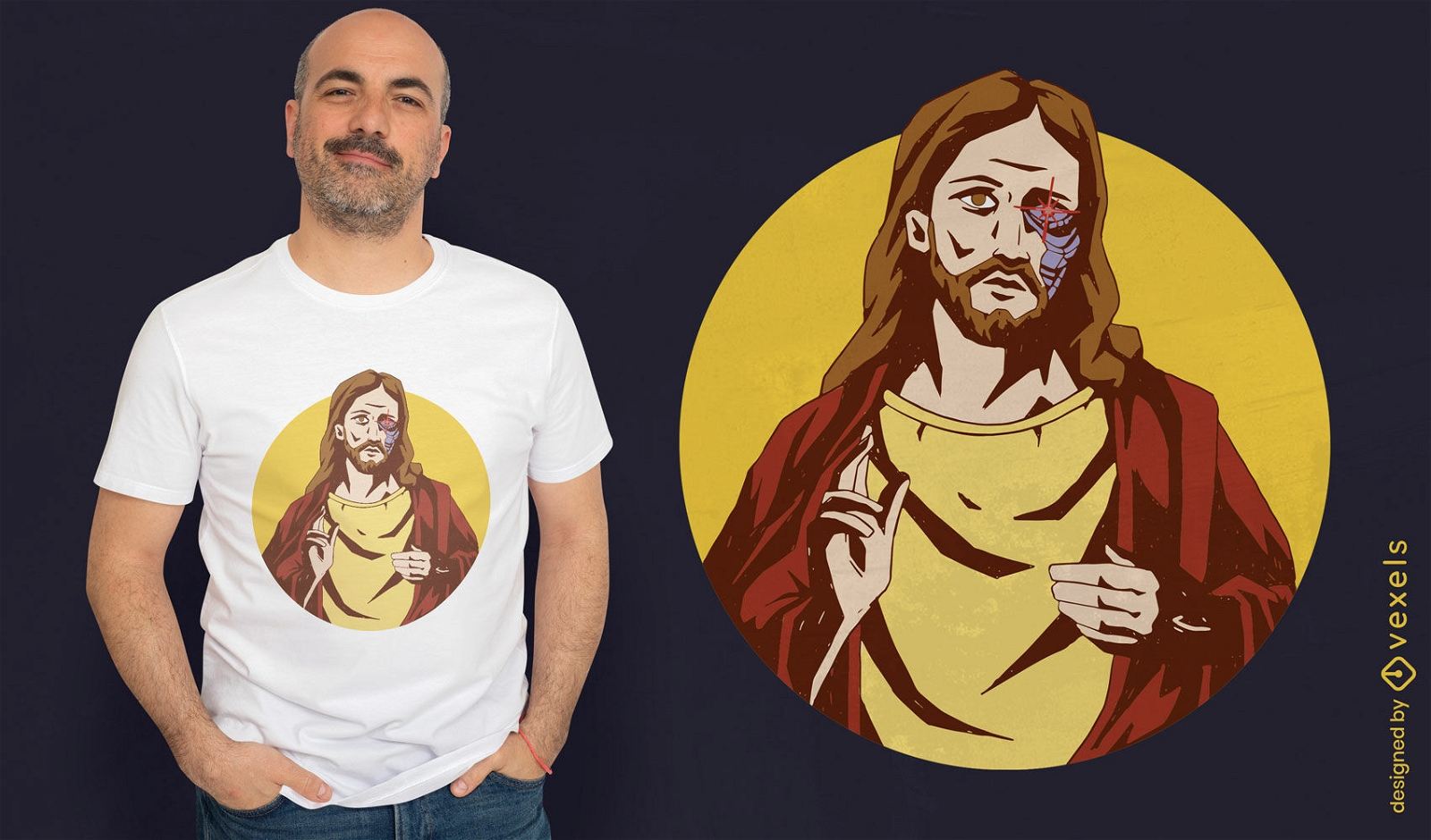 Design de camiseta da m?quina do rob? Jesus