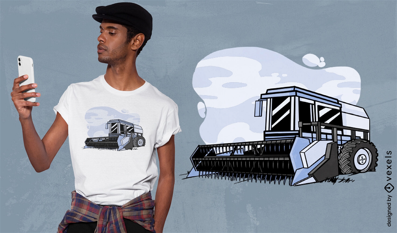 Design de camiseta de agricultura de máquina de colheita