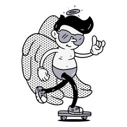 Skateboarding angel PNG Design