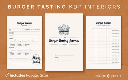 Diseño de diario de degustación de hamburguesas Modelo KDP