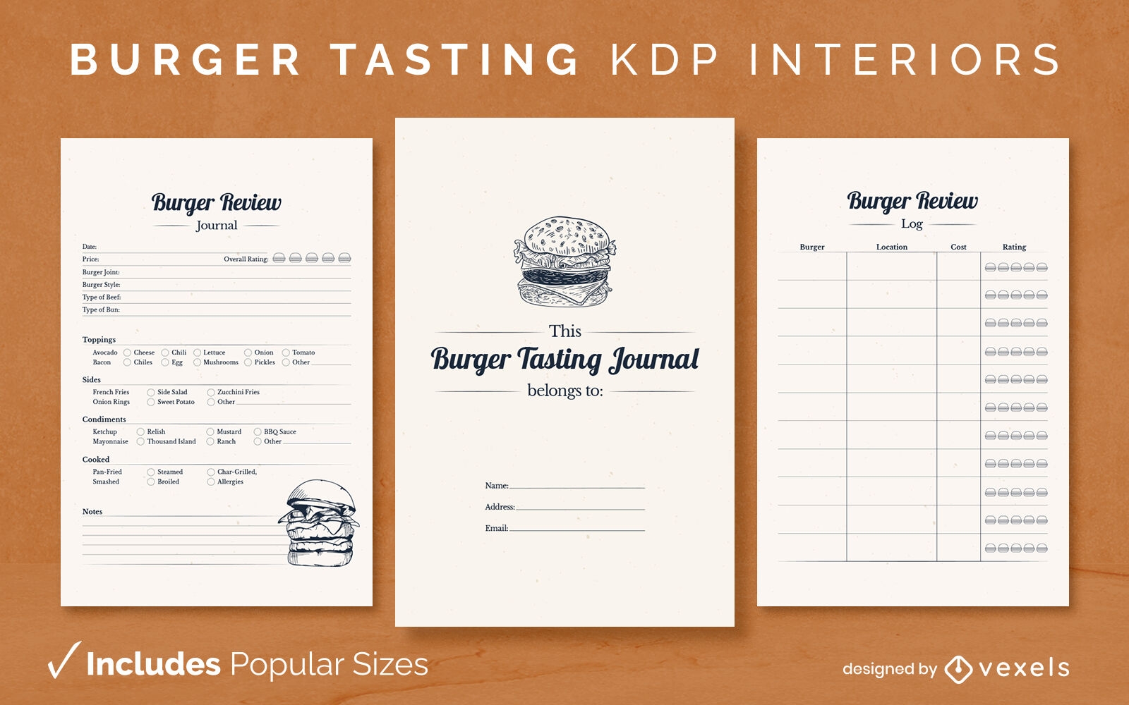 Modelo de Design de Diário de Degustação de Hambúrgueres KDP