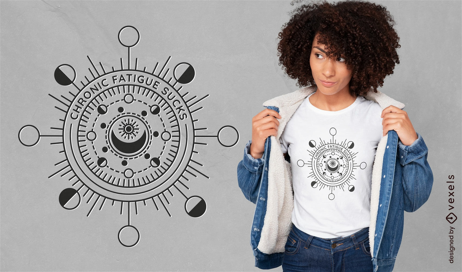 Diseño de camiseta mística de la carta astrológica.