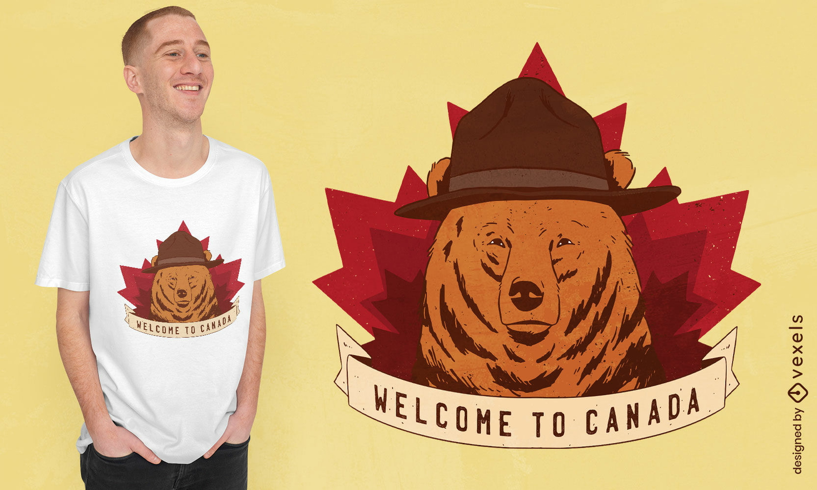 Diseño de camiseta de animal de oso canadiense.