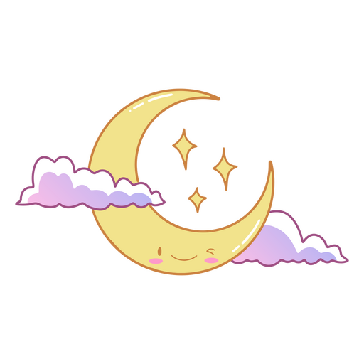 Objeto astronômico de meia lua cheia kawaii Desenho PNG