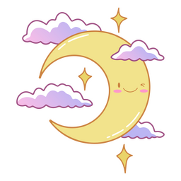 Halbvollmond astronomisches kawaii PNG-Design
