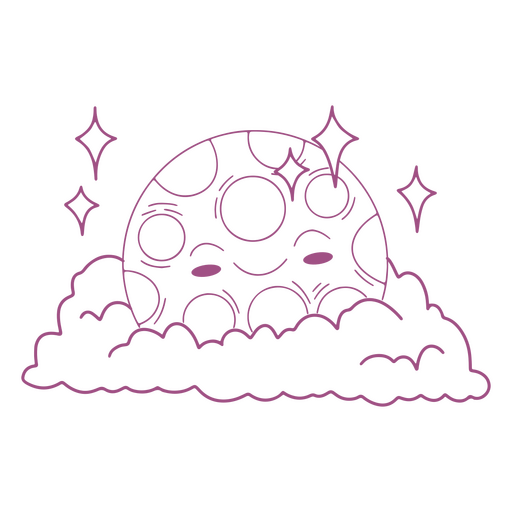 Vollmond süßer kawaii Schlaganfall PNG-Design