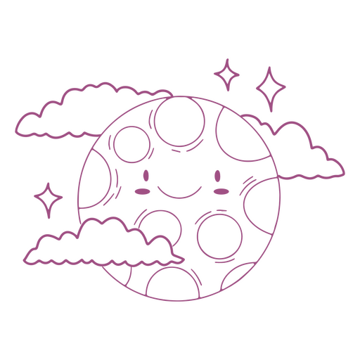 Simple Stroke Hand Drawn Full Moon PNG & SVG Design For T-Shirts