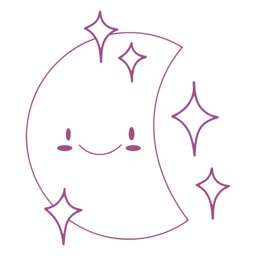 Curso de kawaii de rosto sorridente de lua crescente Desenho PNG