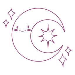 Halbmond kawaii Schlaganfall PNG-Design