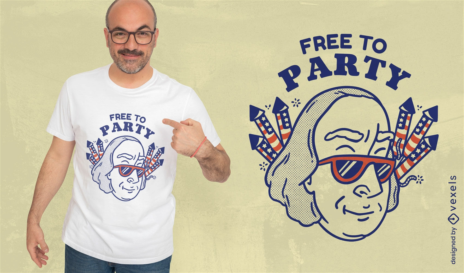 Benjamin Franklin party mood t-shirt design