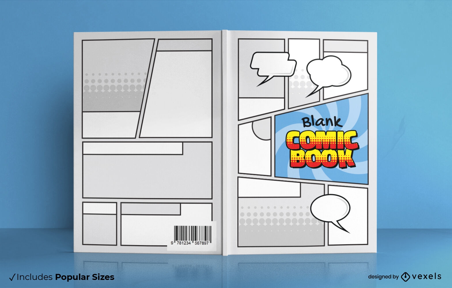 Blank comic book strips book cover design