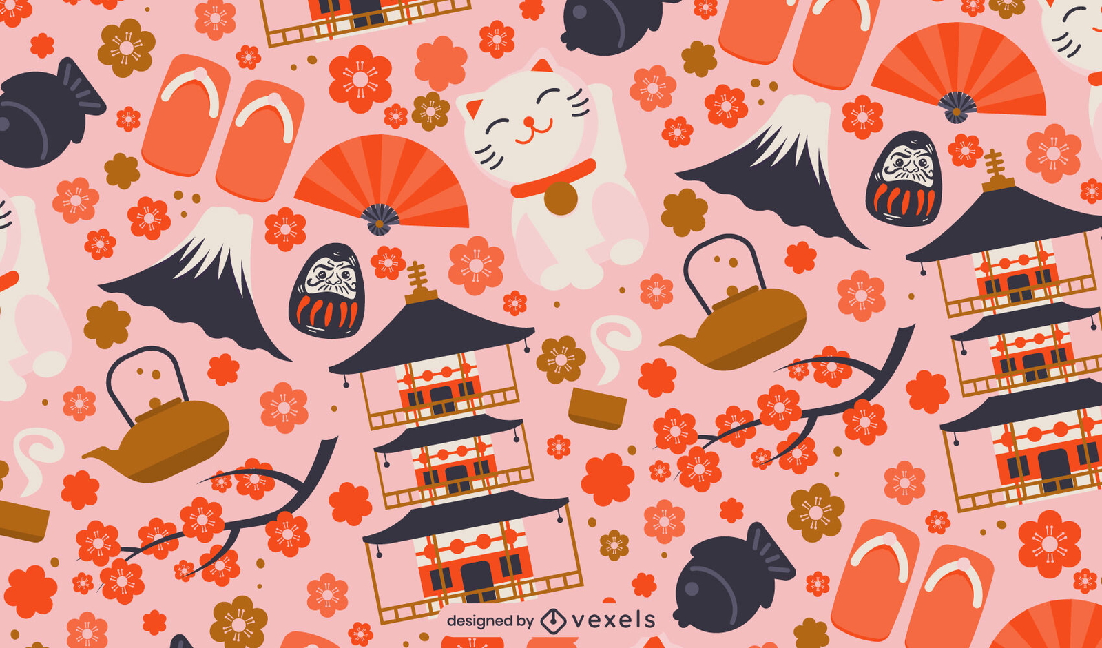 Japanese culture elements pattern design