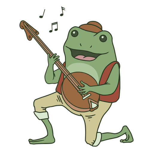 Colored banjo frog  PNG Design