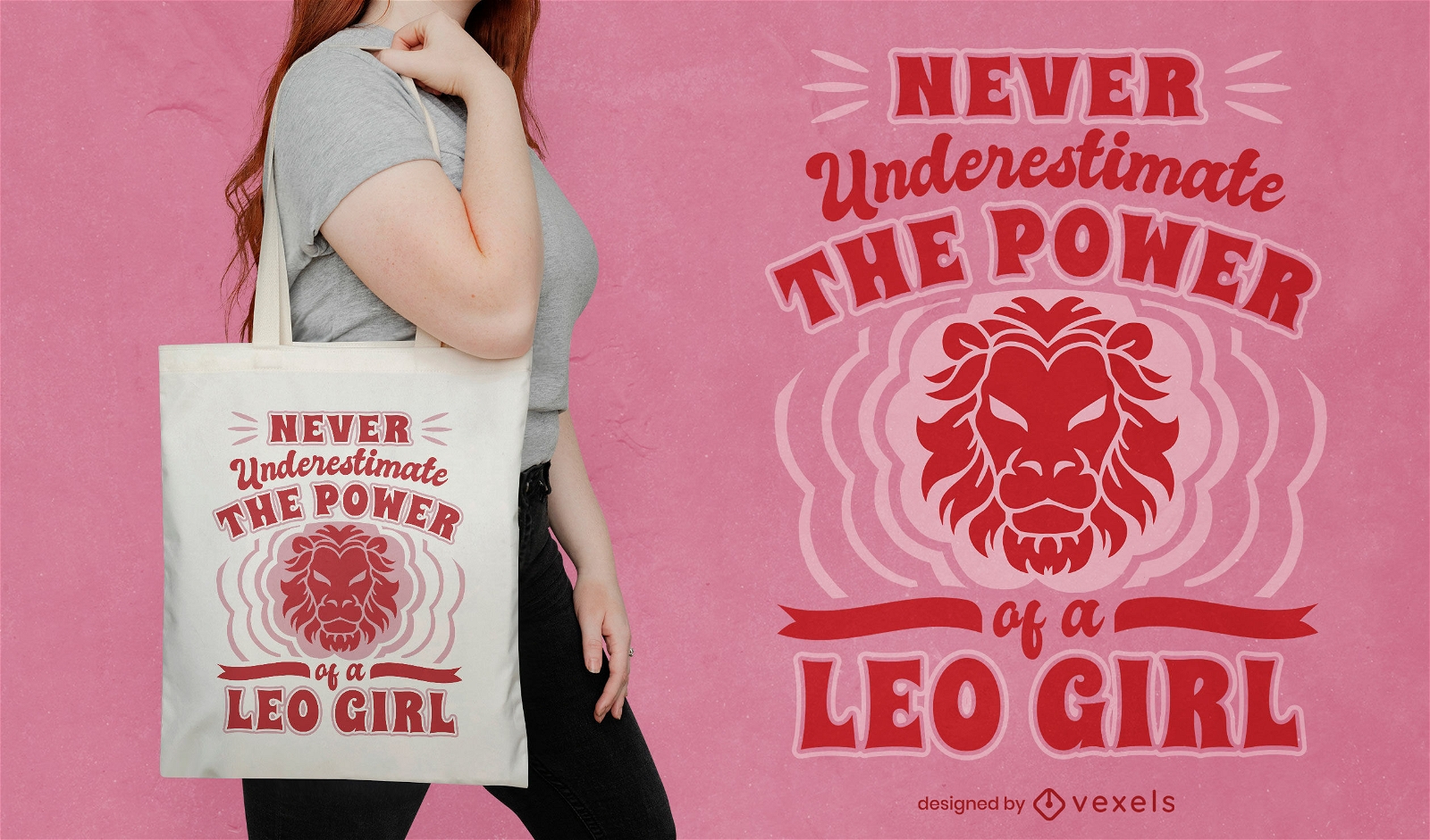 Löwe-Mädchenzitat-Einkaufstaschenentwurf