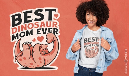 Melhor design de camiseta fofa de mãe de dinossauro