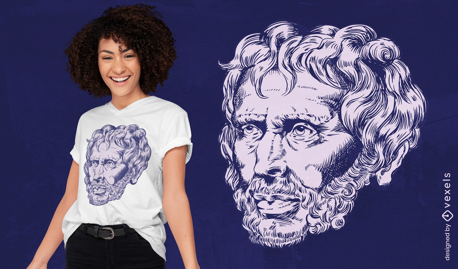 Design de camiseta com retrato de Seneca