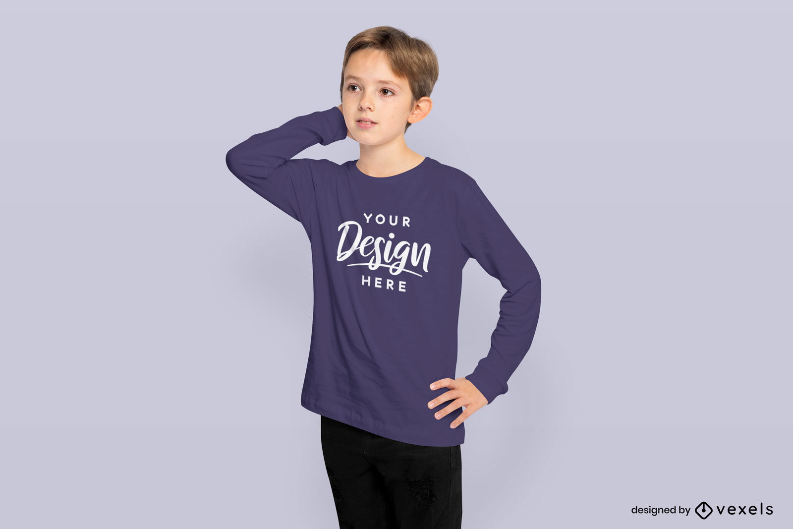 Kid Long Sleeve T shirt Mockup PSD Editable Template