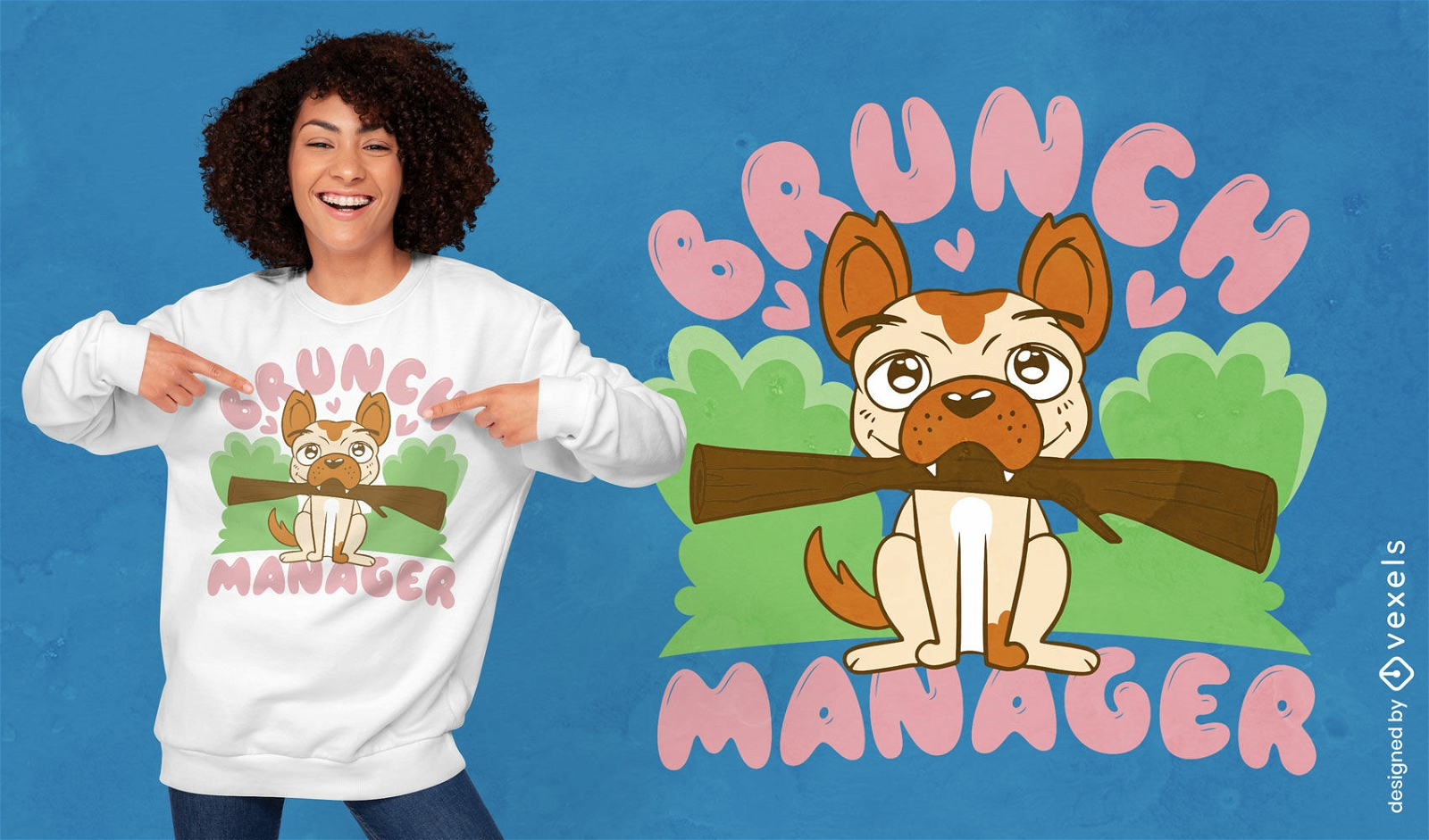 Design de t-shirt de desenho animado de cão engraçado de gerente de brunch
