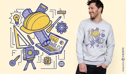 Design de camiseta de elementos de engenheiro