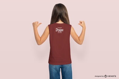 Diseño de maqueta de camiseta sin mangas para niñas pequeñas