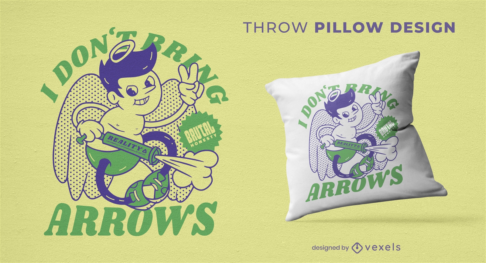 Funny cupid throw pillow design