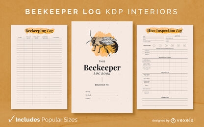 Beekeeping log diary design template KDP