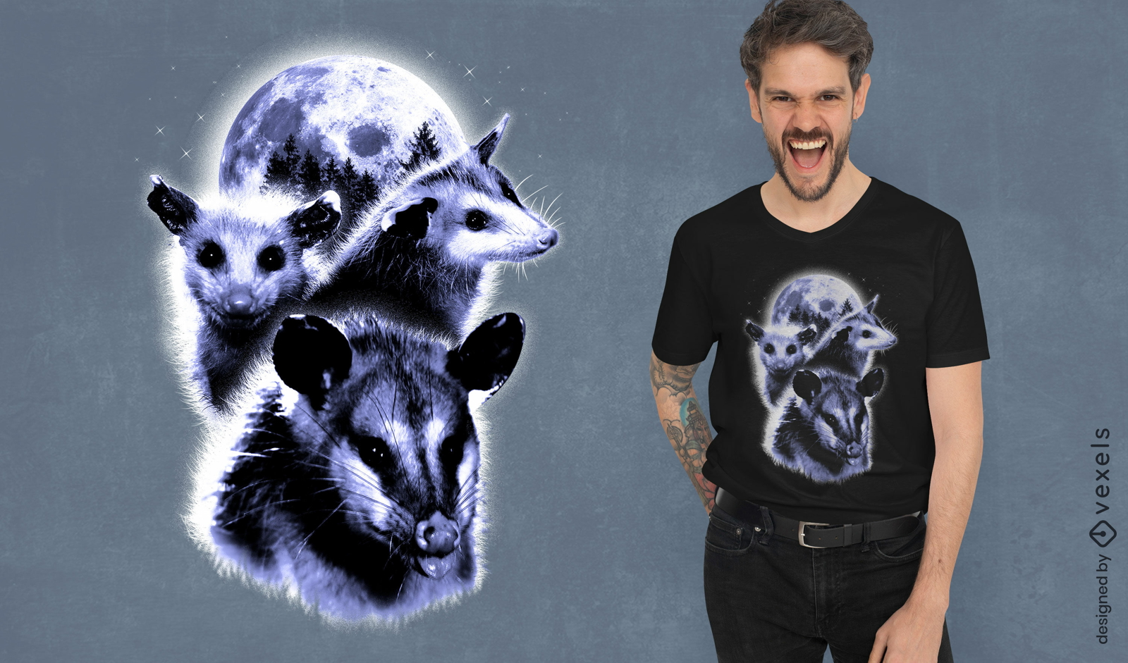 Opossums moon t-shirt design