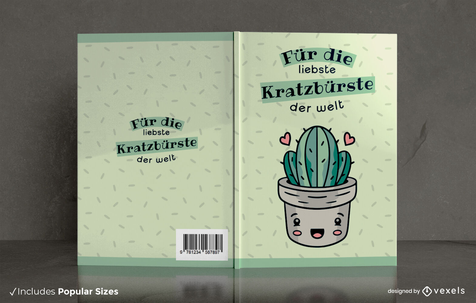 Adorable diseño de portada de libro de planta de cactus