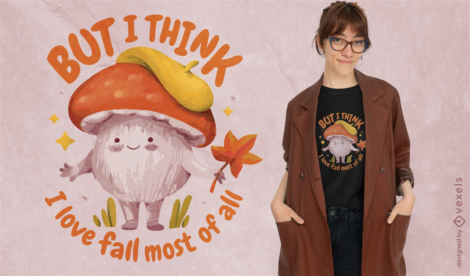 Diseño de camiseta Love Fall Mushroom