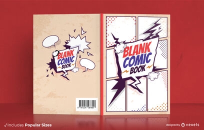 Design de capa de quadrinhos de ação em branco clássico