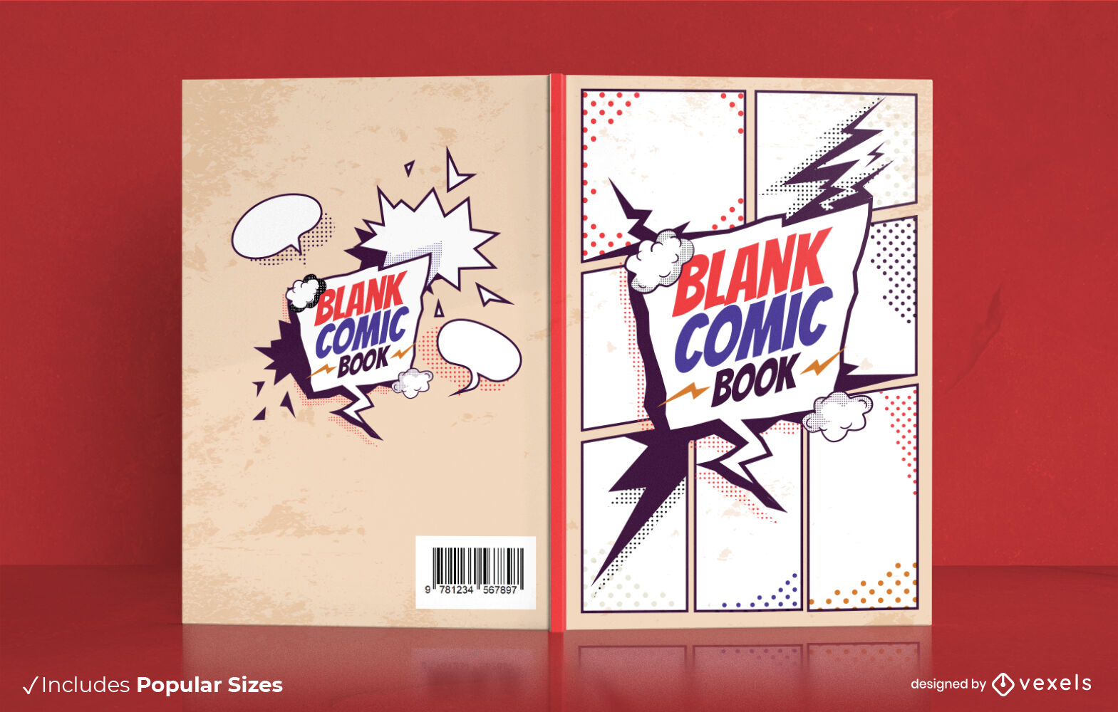 Diseño clásico de portada de cómic de acción en blanco