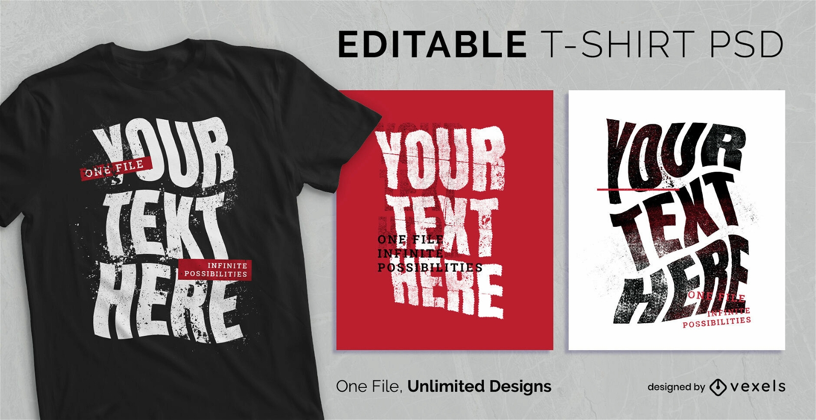 Grunge textured text scalable t-shirt psd