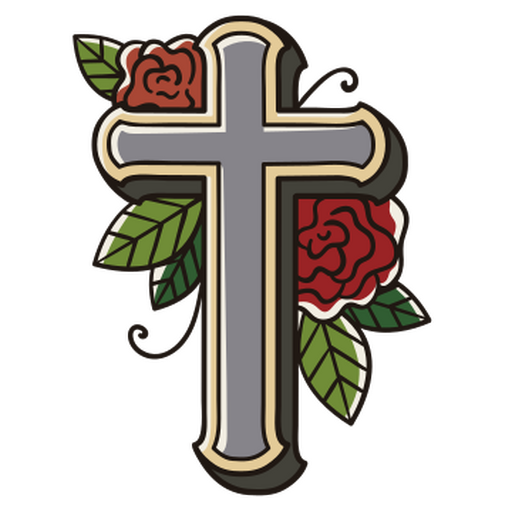 Floral cross tattoo PNG Design