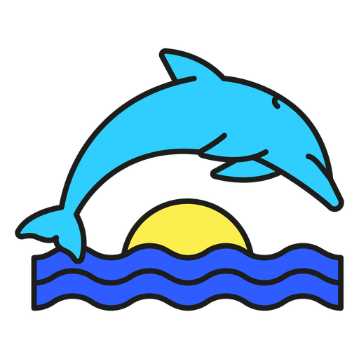 Dolphin animal color stroke PNG Design
