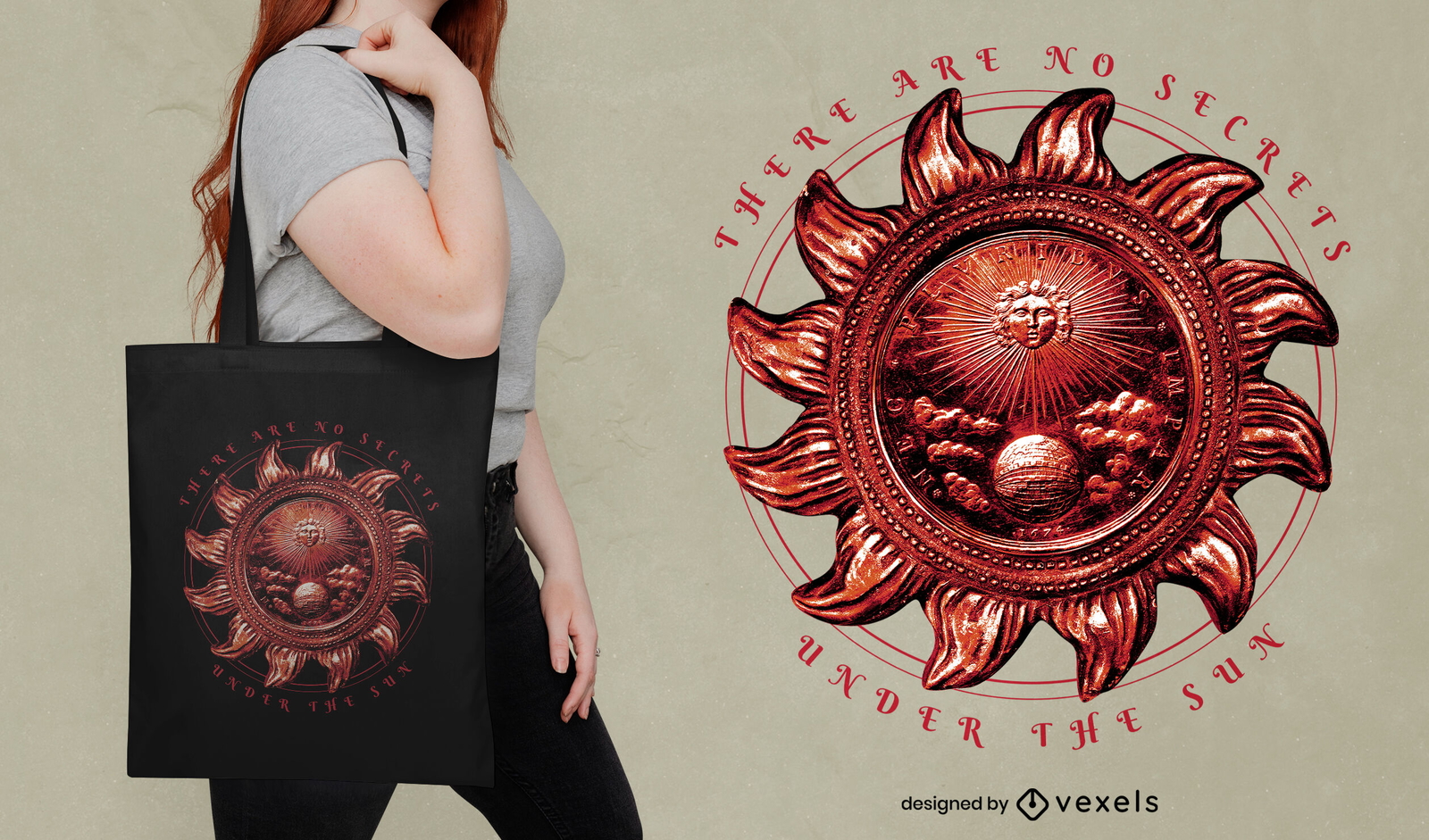 Diseño de bolso de mano con cita de sol de bronce