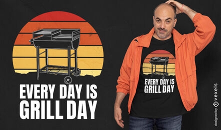 Every day is grill day retro t-shirt design