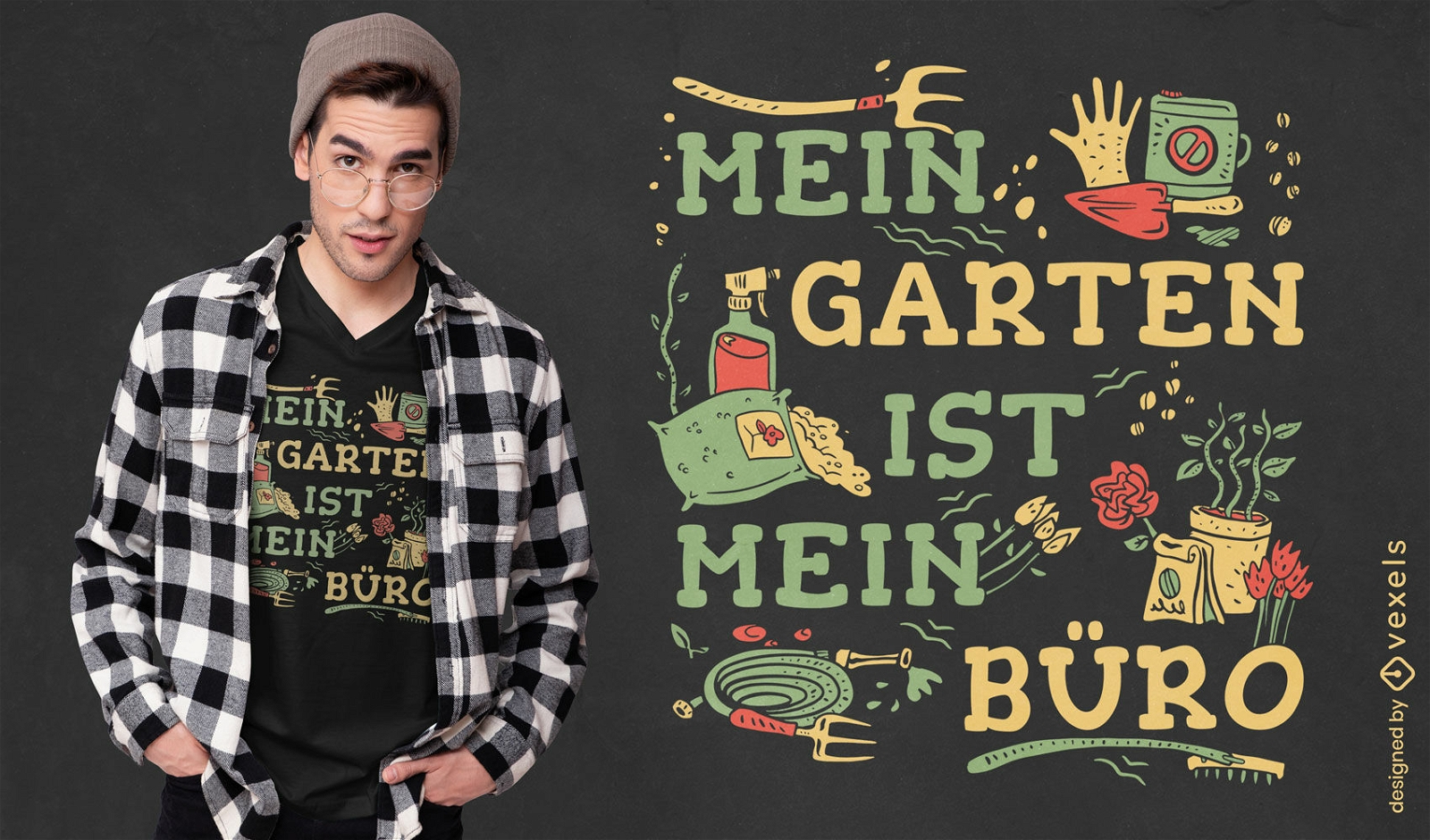 Design de camiseta de citação alemã vintage de jardim