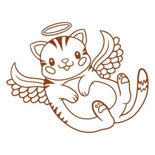 Gato trazo ángel animales Diseño PNG