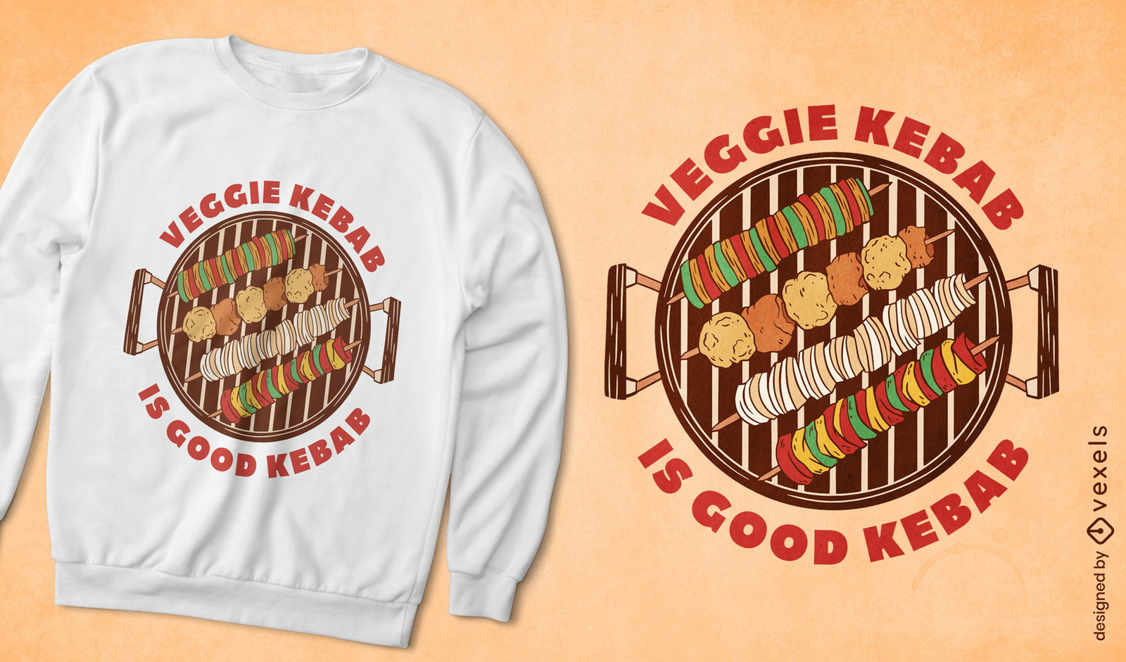 Design de camiseta com citação de kebab vegetariano