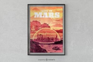 Diseño de carteles de la vida de la cúpula en Marte.