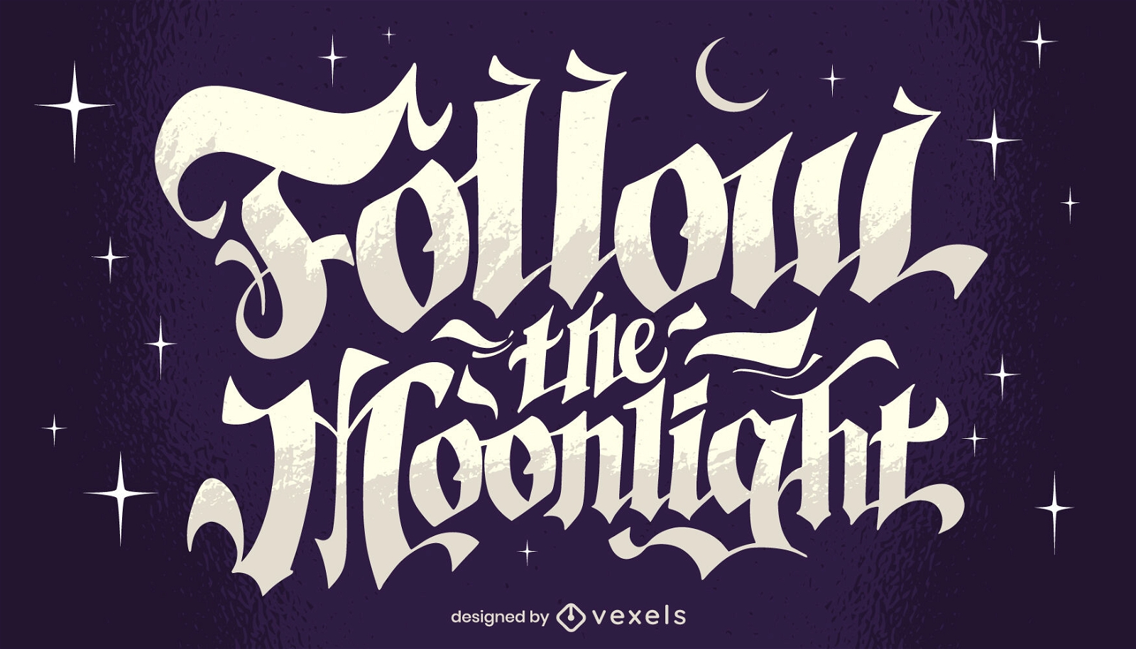 Folgen Sie der Mondlicht-Zitat-Illustration