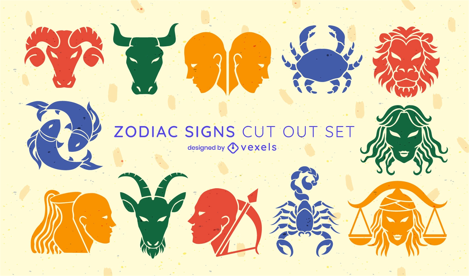 Conjunto de símbolos de signos do zodíaco
