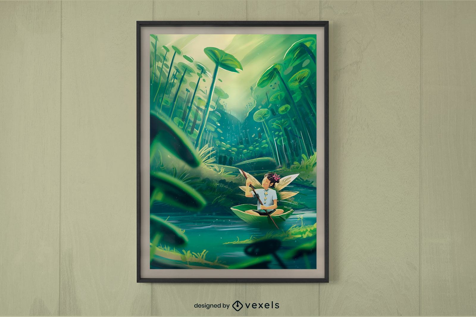 Girl in a fantasy forest poster design