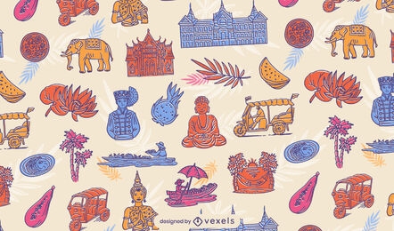 Thailand cultural elements pattern design
